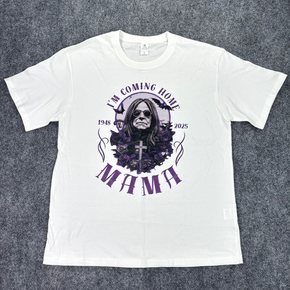 Ozzy Osbourne Mama I'm Coming Home Graphic T-Shirt White XL 1948-2025 Tribute